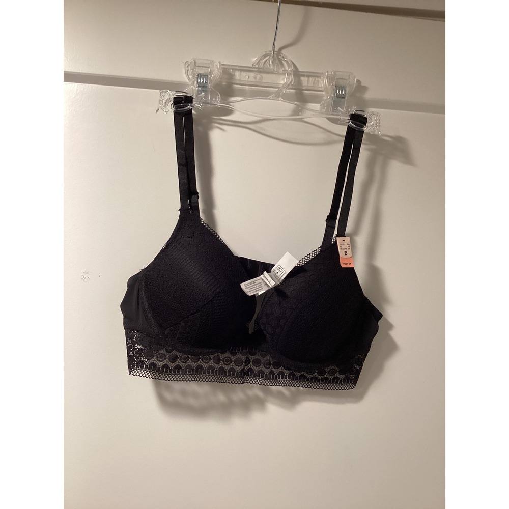 Etam Paris Black Lace Push Up Bra French Lingerie Underwire 34B NEW